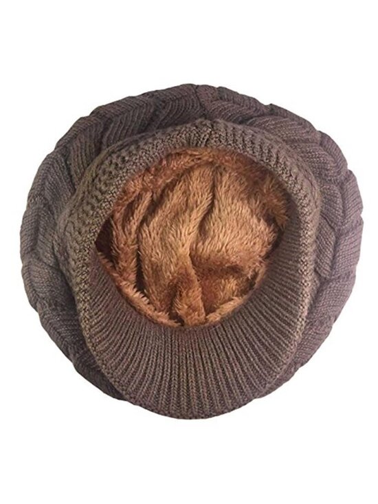 2 Packs Women\'s Winter Warm Knit Hat Wool Snow Ski Caps with Visor main image 3